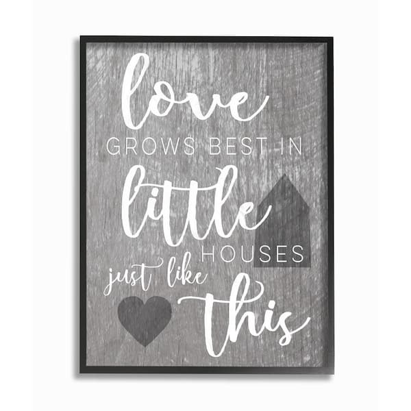 Stupell Industries 16 in. x 20 in. "Love Grows Best in Little Houses" by Daphne Polselli Wood Framed Wall Art