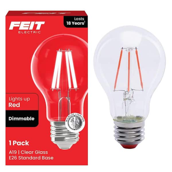 25-Watt Equivalent A19 Dimmable Filament Red Colored Glass E26 Medium Base LED Light Bulb (1-Pack)