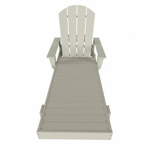Laguna Sand HDPE Plastic Outdoor Adjustable Backrest Classic Adirondack Chaise Lounger With Arms And Wheels