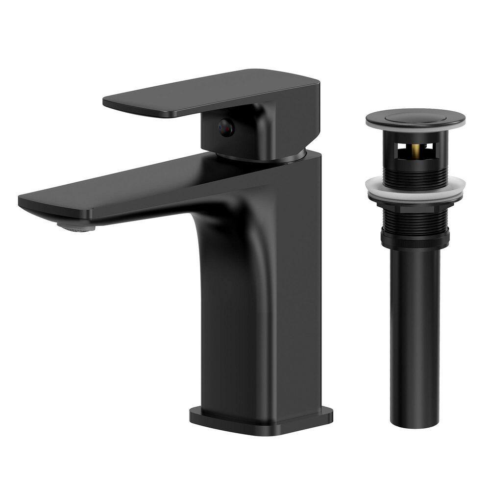 Drift 6.4 in. Low-Arc Single Handle Single Hole Sink Faucet Spot Resist Matte Black Pop Up Included (2-Pack) price history on PriceWatchPro
