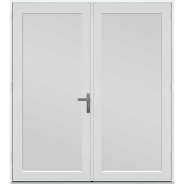 60 in. x 80 in. F4500 Right-Hand/Outswing Primed Fiberglass French Patio Door with Low-E Impact Glass and Nickel Handle