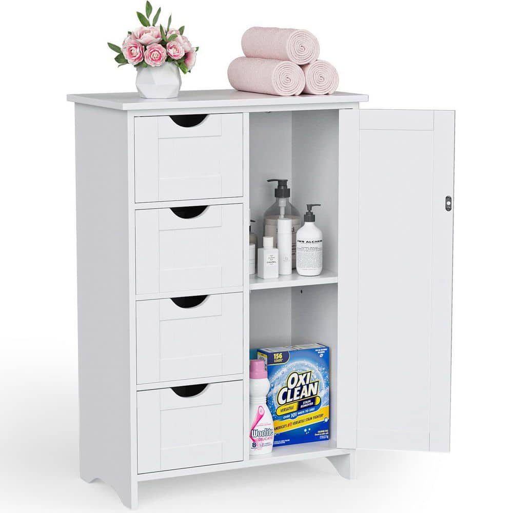 Dracelo 21.9 in. W x 11.9 in. D x 32 in. H White Bathroom Linen