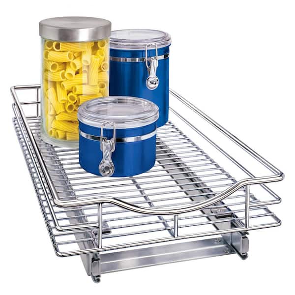 LYNK PROFESSIONAL Slide Out Cabinet Organizer - Pull Out Under Cabinet Sliding Shelf - 11 in. Wide x 21 in. Deep - Chrome
