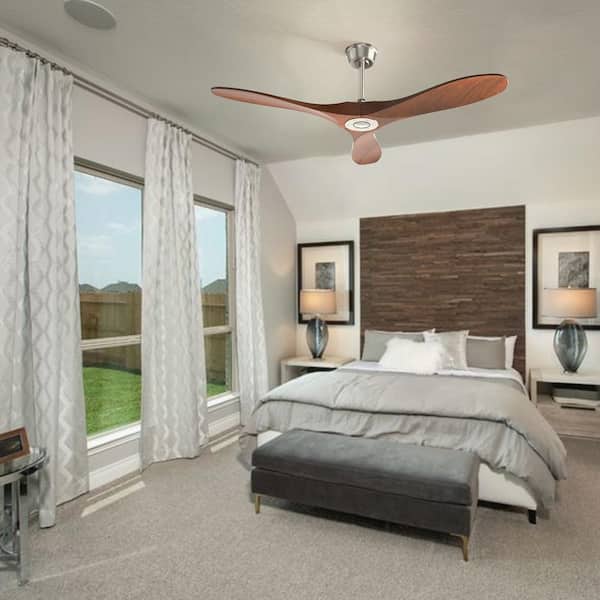 TOZING 52 in. Modern Indoor Brushed Nickel Wood Ceiling Fan for 