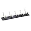 27 in. Solid Wood Hook Rack with 5 Iron Hooks