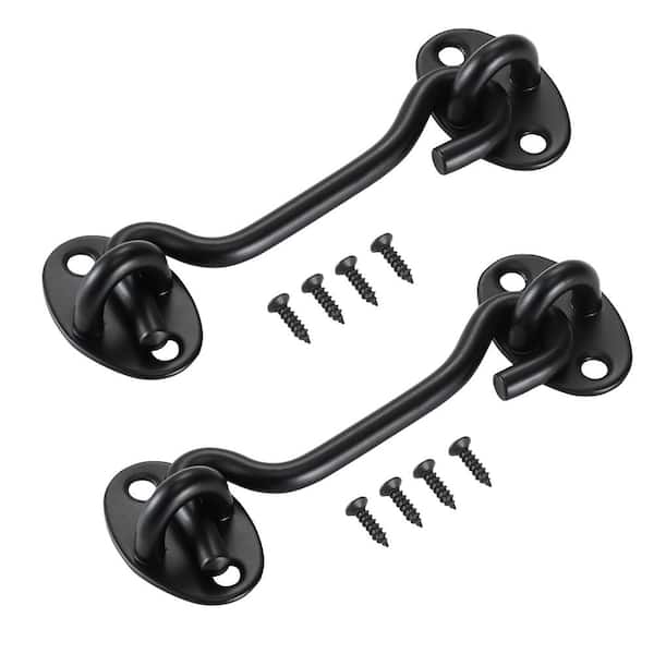 Hook and Eye Gate Latch, 2 Pack Barn Door Latch Hook with Mounting Screws, Stainless Steel Hook and Eye Latch