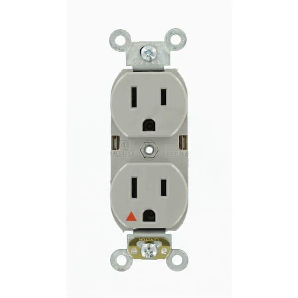Leviton 15 Amp Industrial Grade Heavy Duty Islolated Ground Duplex Outlet, Gray