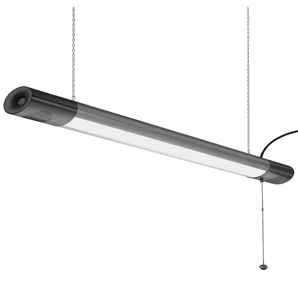 ETI LIGHTING 3.5 ft. 40-Watt Integrated LED Gray Shop Light with Bluetooth Speakers 3600 Lumens Bright White 4000K Wi-Fi Enabled