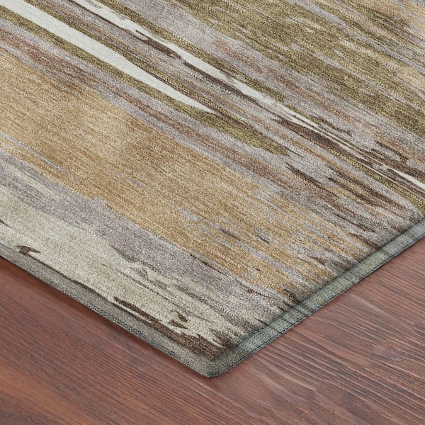Mayfield Premium Machine Washable Abstract AMF2287 Beige 3 ft. x 4 ft. Area Rug