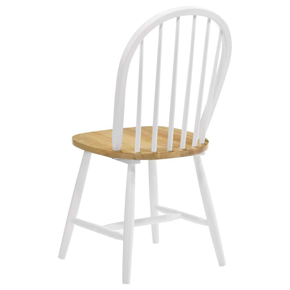 White and Natural Brown High Back Windsor Side Chair