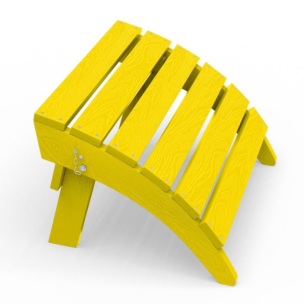 JEAREY HDPE Folding Plastic Outdoor Ottoman for Adirondack in Yellow