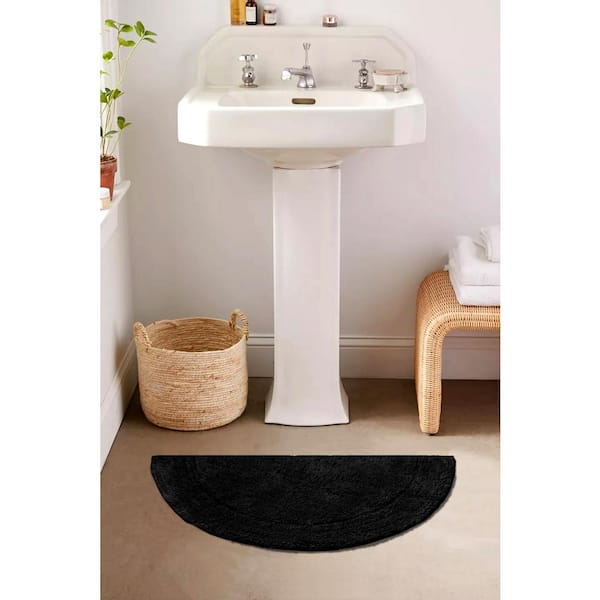 Waterford Collection 100% Cotton Tufted Bath Rug, 17 x 30 Slice Rug, Black