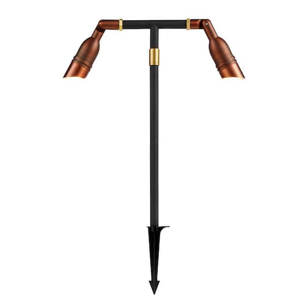 Home Decorators Collection 900 Lumen Low Voltage 12-Volt Brass LED Outdoor Spotlight with Dual Head  (1-Pack)