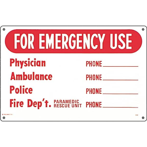 Residential or Commercial Swimming Pool Signs, Emergency