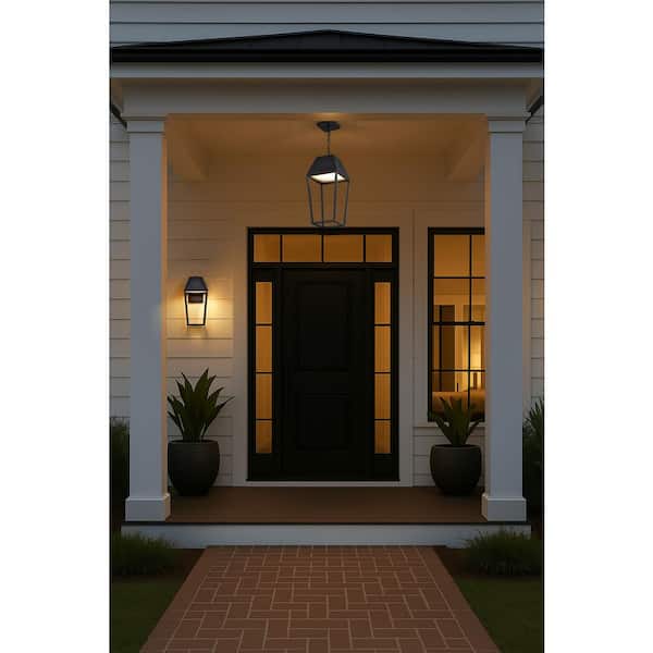 Colt 9.5 in. 1-Light Matte Black Integrated LED Outdoor Ceiling Light with Acrylic Lens