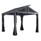 10 ft. D x 10 ft. W Sanibel II Aluminum Gazebo with Galvanized Steel Roof Panels, 2-Track System, and Mosquito Netting