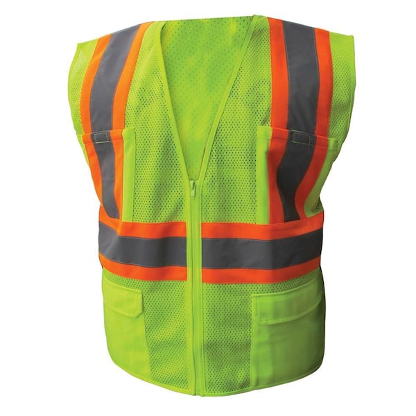 Enguard Size Extra-Large Lime ANSI Class 2 Poly Mesh Safety Vest Zipper Closure