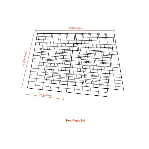 35 x 55 in. Foldable Cucumber Trellis Set, Metal Garden Support for Climbing Plants, Tomato, Squash, Raised Bed, Outdoor