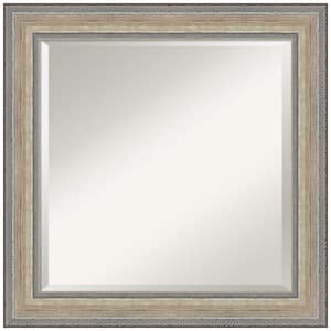 Fleur Silver 25.25 in. x 25.25 in. Beveled Traditional Square Wood Framed Bathroom Wall Mirror in Silver