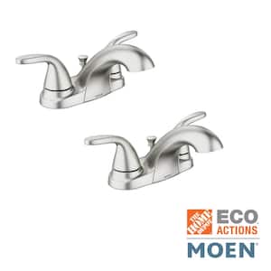 Adler 4 in. Centerset 2-Handle Bathroom Faucet in Spot Resist Brushed Nickel (2-Pack)