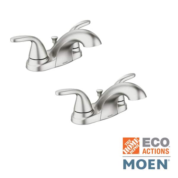 MOEN Adler 4 in. Centerset 2-Handle Bathroom Faucet in Spot Resist Brushed Nickel (2-Pack)