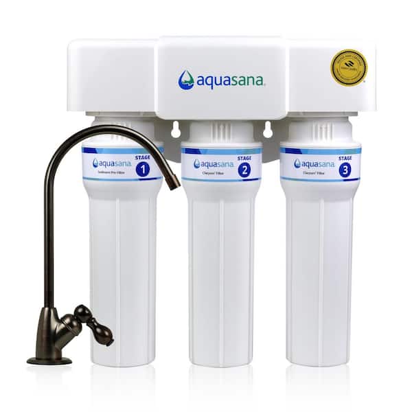 Under Sink Drinking Water Filter : 3-Stage : Max Flow : Reduce PFAS, Lead & Chlorine : Oil-Rubbed Bronze Faucet