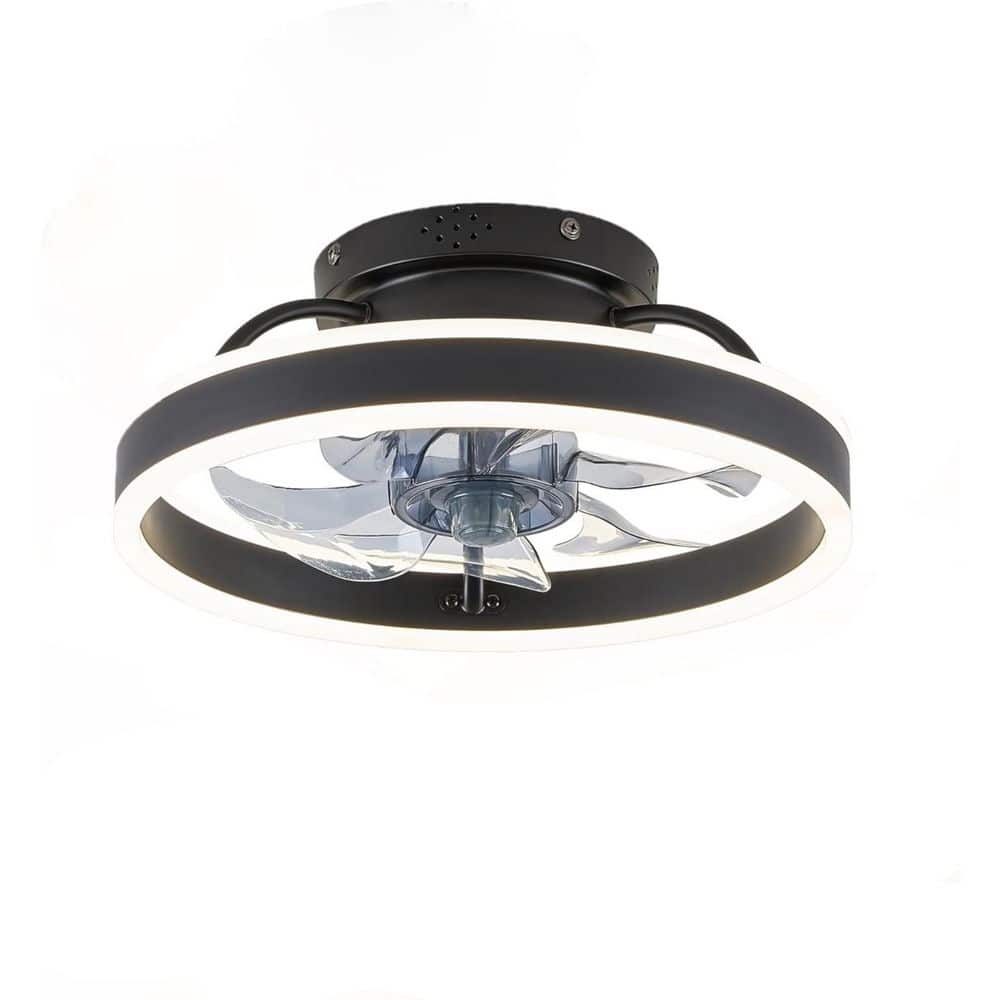 13 in. Black Flush Mount Ceiling Fan with Light and Remote, Low Profile Dimmable LED Fandelier for Bedroom price history on PriceWatchPro
