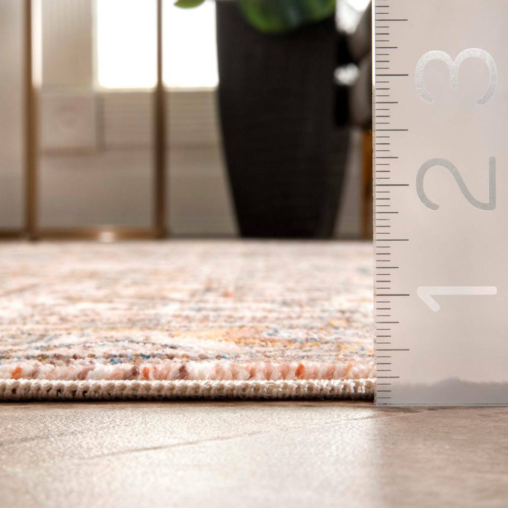 Elegant Light Brown Medallion 5' x 7' Synthetic Area Rug