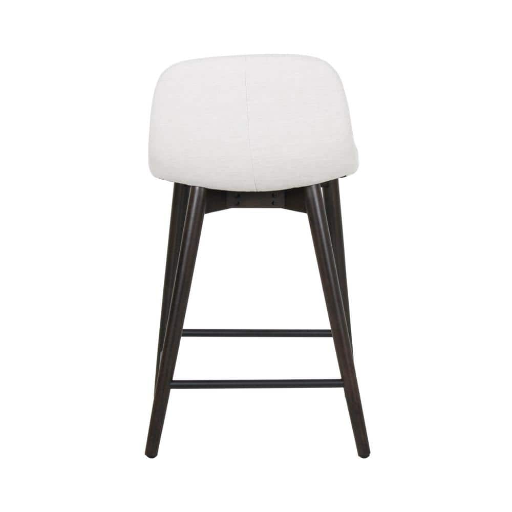 Keaton Beige Upholstered Wood Counter Stool with Footrest