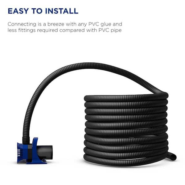 2 in. x 50 ft. Schedule 40 Black PVC Ultra Flexible Hose for Koi Ponds, Irrigation, Water Gardens and More
