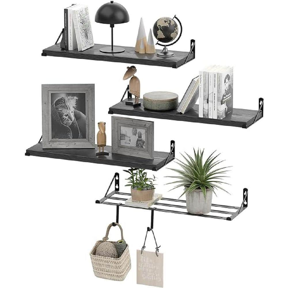 7.5 in. W x 17 in. D Floating Shelf, Wall Mounted Rustic Wood Shelves ...