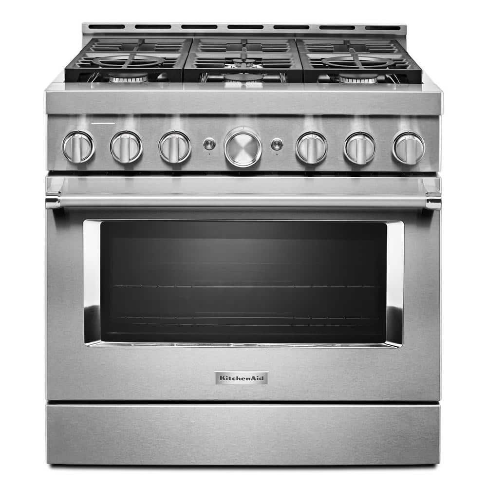 KitchenAid 30 in. 4.1 cu. ft. Smart Commercial-Style Gas Range with  Self-Cleaning and True Convection in Stainless Steel KFGC500JSS - The Home  Depot