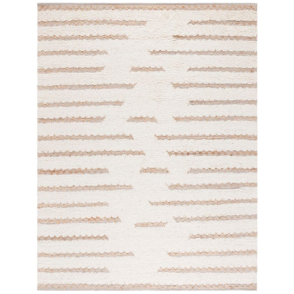 Natura 8 ft. x 10 ft. Ivory/Natural Chevron Flokati Striped Area Rug