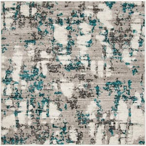 Skyler Gray/Blue 8 ft. x 8 ft. Square Abstract Area Rug
