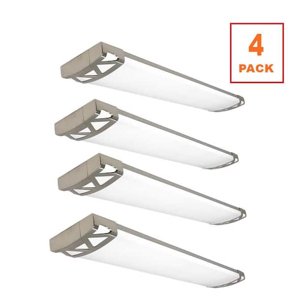 4-Pack 4 ft. Brushed Nickel Triangle End Caps 5250LM 75W Integrated LED Wraparound Light Adjustable CCT