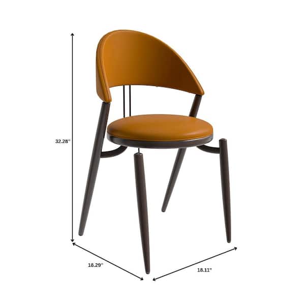 Leisuremod Venice Upholstered Leather Modern Dining Chair with Metal Legs in Black (set of 4) Light Brown