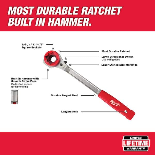 Linemans High Leverage Ratcheting Wrench with Smooth Face & Linemans 2-in-1 Insulated Ratcheting Box Wrench (2-Piece)