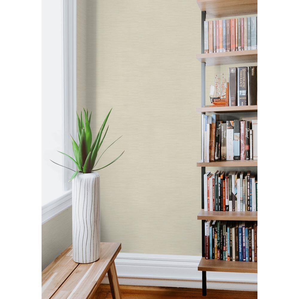Stella Cream Grasscloth Peel and Stick Wallpaper Roll