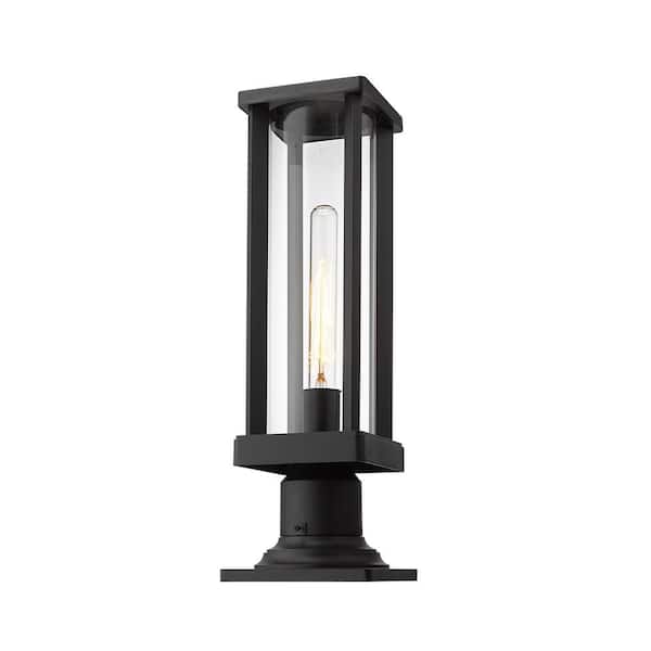 Unbranded Glenwood 16 in. 1-Light Black Aluminum Hardwired Outdoor Weather Resistant Pier Mount Light with No Bulb Included
