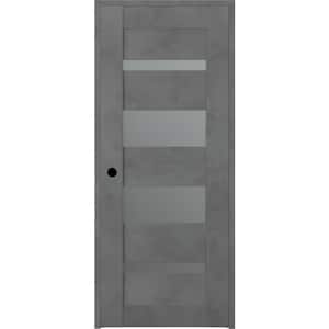 Vona 07-01 36 in. x 80 in. Right-Hand Frosted Glass Solid Core 4-Lite Dark Urban Wood Single Prehung Interior Door
