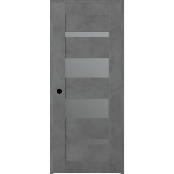 Belldinni Vona 07-01 24 in. x 80 in. Right-Hand Frosted Glass Solid Core 4-Lite Dark Urban Wood Single Prehung Interior Door