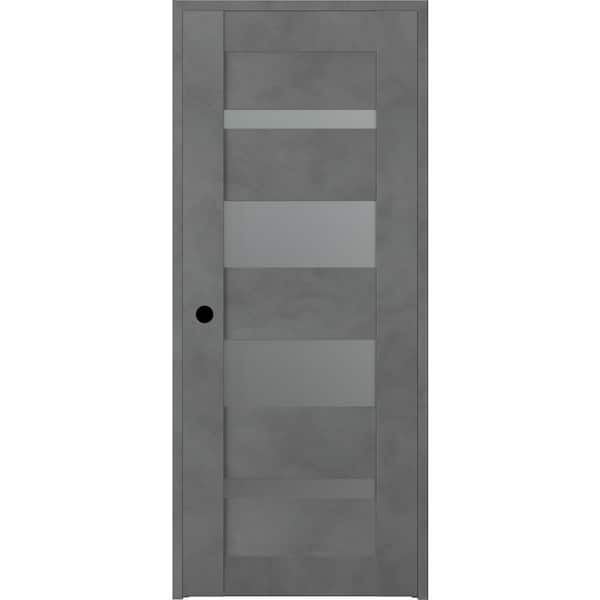 Belldinni Vona 07-01 32 in. x 80 in. Right-Hand Frosted Glass Solid Core 4-Lite Dark Urban Wood Single Prehung Interior Door