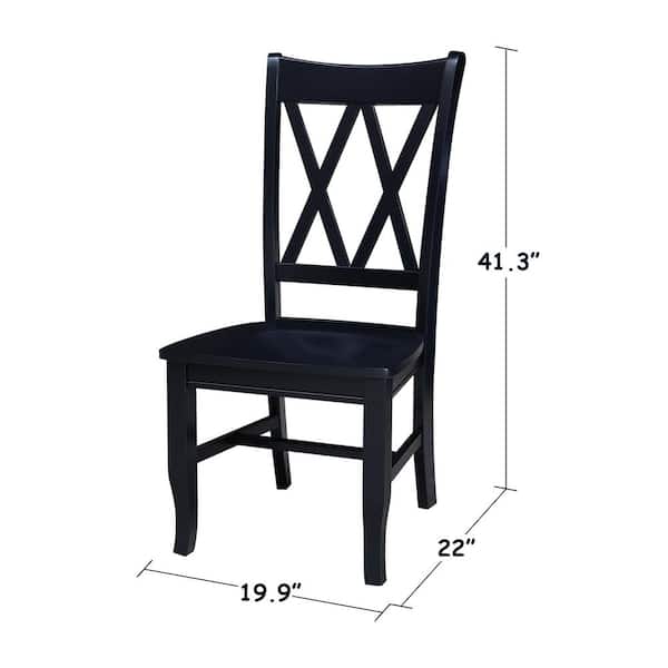 International Concepts Double XX-Back Solid Wood Black Side Chair