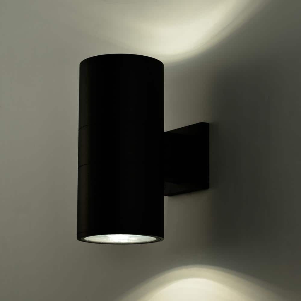 Matte Black Aluminum Cylinder Outdoor Wall Sconce