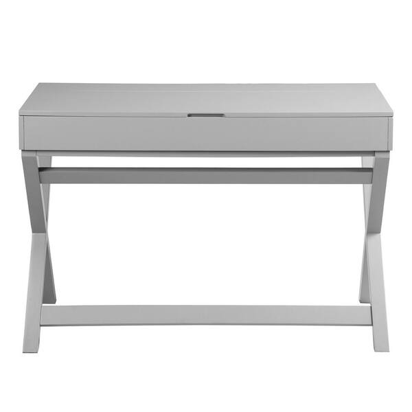 StyleWell 30 in. Rectangular Black Metal Folding Writing Desk with Grey Wood Top