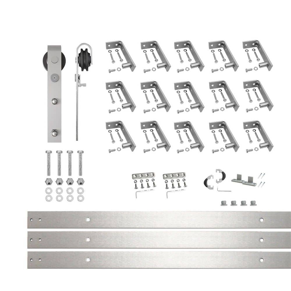 18 ft. /216 in. Brushed Nickel Ceiling Mount Non-Bypass Sliding Barn Door Track and Hardware Kit for Single Door price history on PriceWatchPro