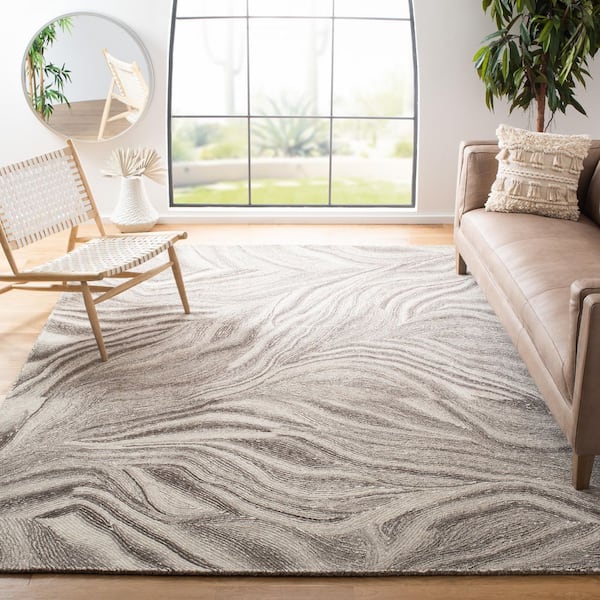 Metro 9 ft. x 12 ft. Ivory/Dark Gray Arbor Swirl Area Rug