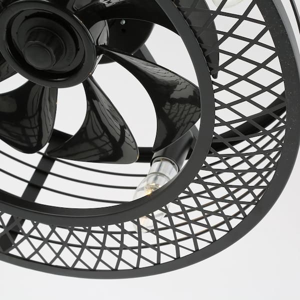 Antoine 17 In Black Ceiling Fan Caged Indoor With Lights And Remote Enclosed Fs6625 4 The Home Depot Antoine 17 In Black Ceiling Fan Caged, Caged Ceiling Fan Home Depot