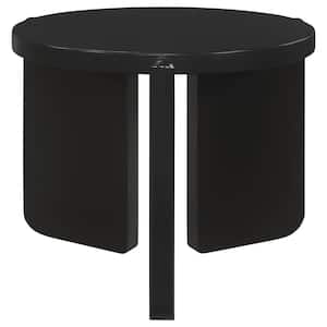 Cordova 27.25 in. Black Round Solid Wood End Table