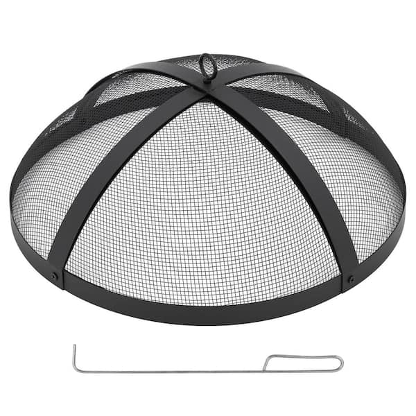 Garvee 30 in. Outdoor Round Carbon Steel Mesh Fire Pit Spark Screen ...